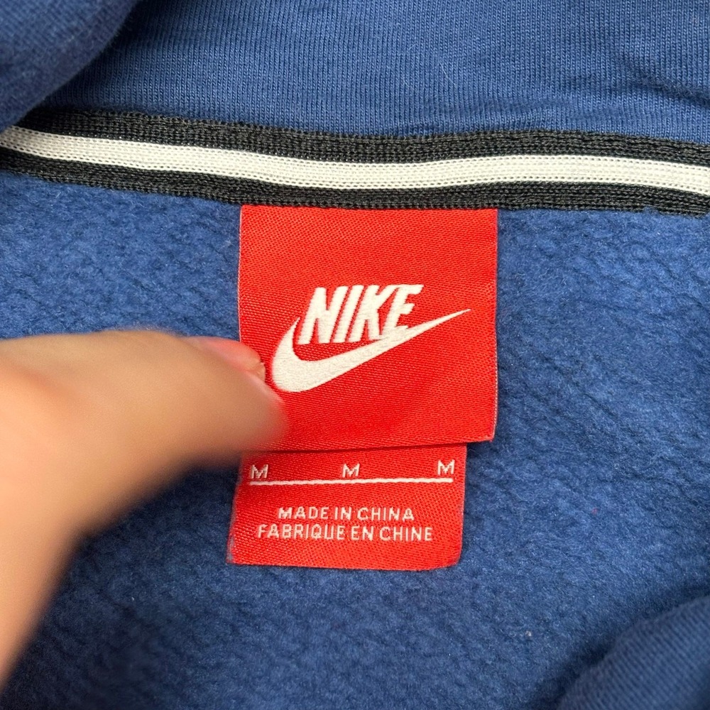 Nike Sportswear Hoodie Rally‎ Funnel Neck Blue Silver Womens M Swoosh Pullover - Picture 4 of 9